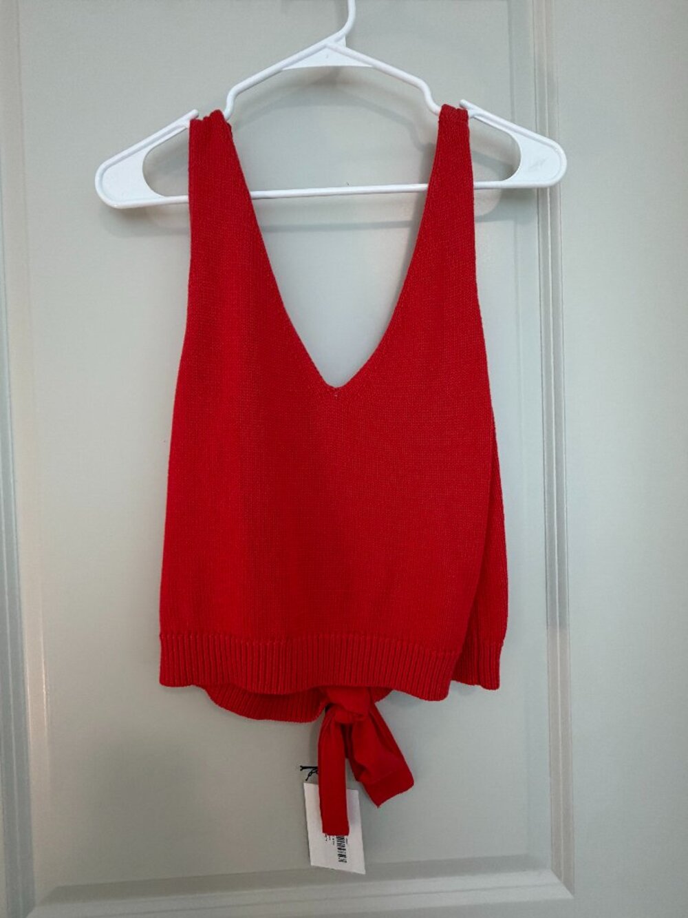 Red V-Neck Open Back Tank Top